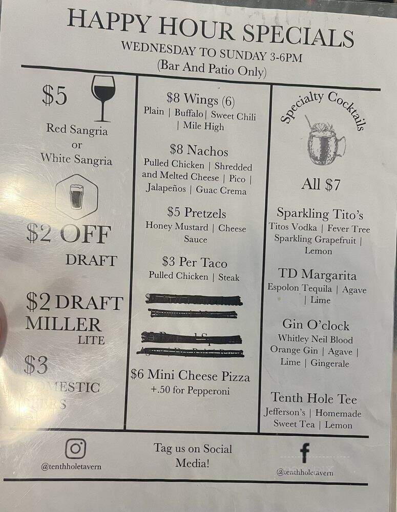 Tenth Hole Tavern - Glastonbury, CT menu_pic