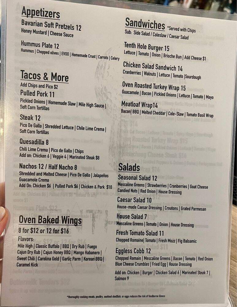 Tenth Hole Tavern - Glastonbury, CT menu_pic