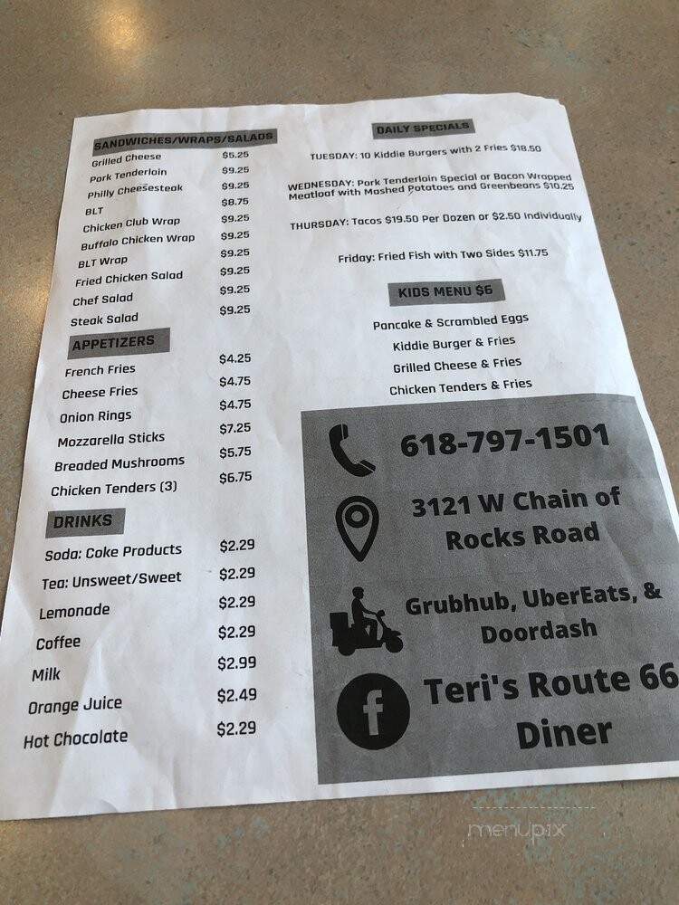 Teri's Route 66 Diner - Granite City, IL menu_pic