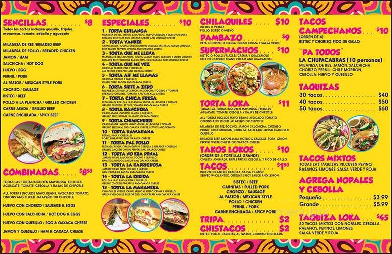 Tortas Lokas - Passaic, NJ menu_pic