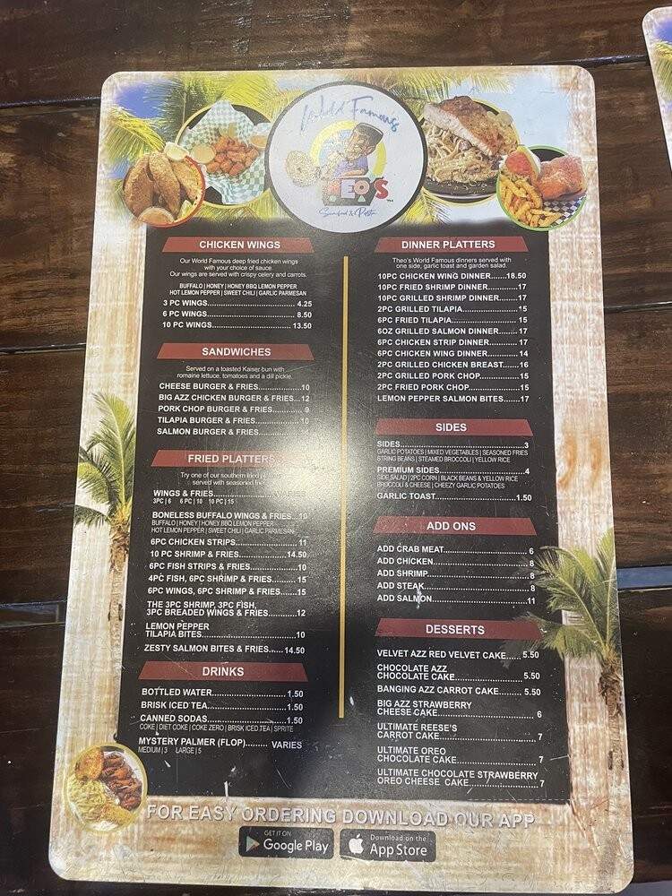 World Famous Theo's Seafood and Pasta - Miami, FL menu_pic