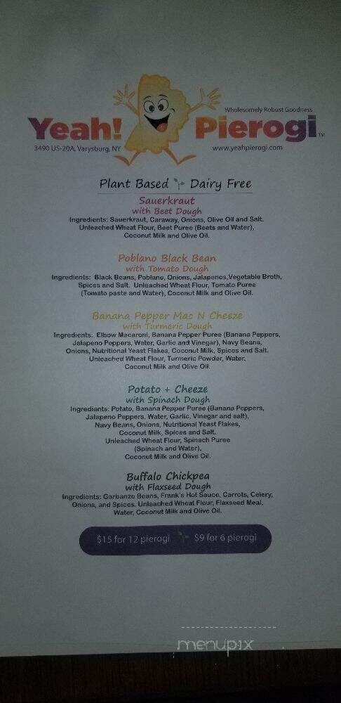 Yeah Pierogi - East Aurora, NY menu_pic