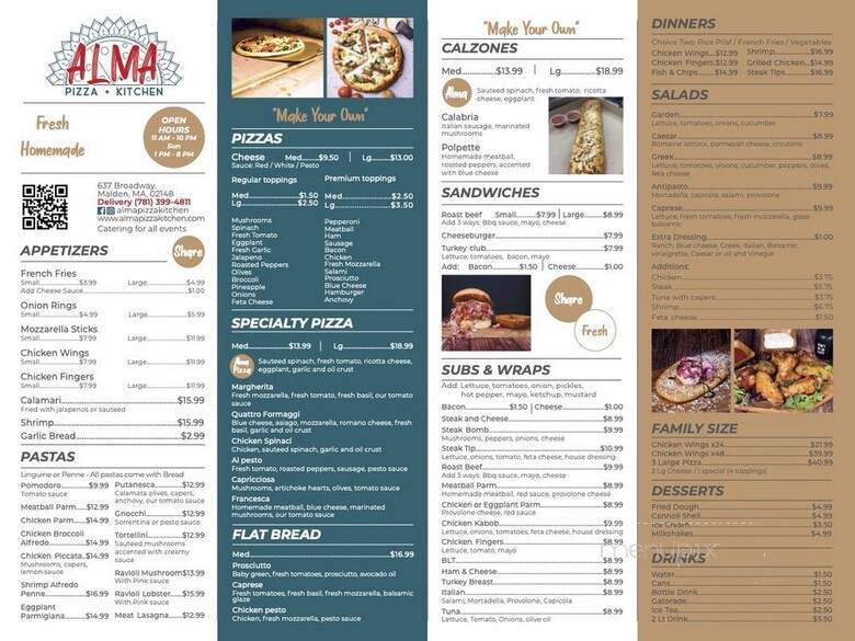Alma Pizza+Kitchen - Malden, MA menu_pic