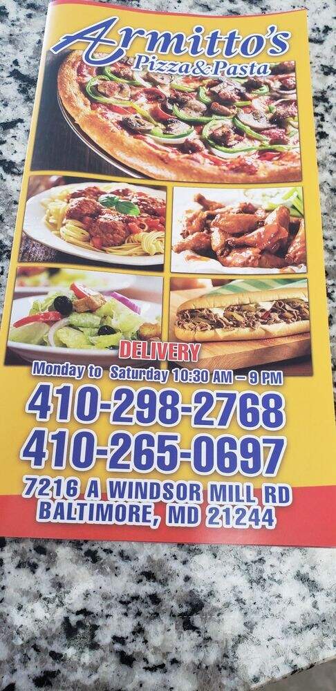 Armitto's Pizza & Pasta - Windsor Mill, MD menu_pic