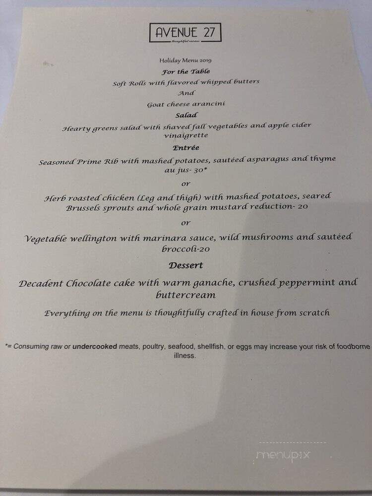 Avenue 27 - Phoenix, AZ menu_pic