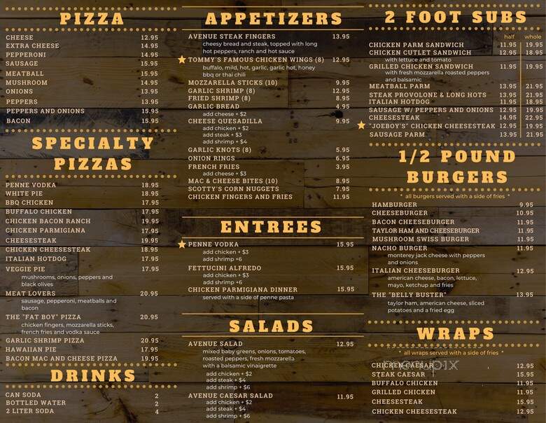 Avenue Pizza - Bloomfield, NJ menu_pic
