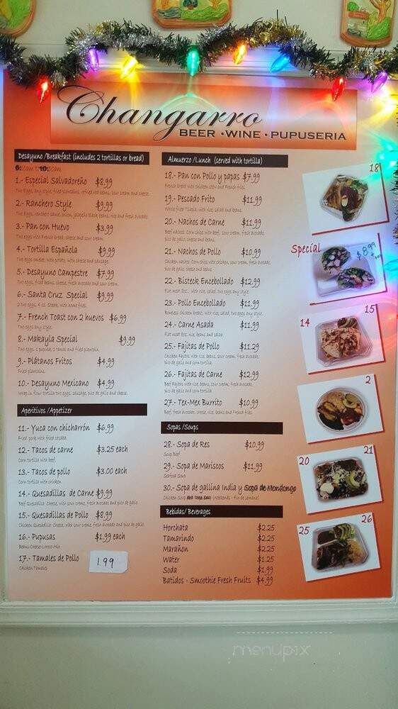 Changarro & Pupuseria - Gaithersburg, MD menu_pic