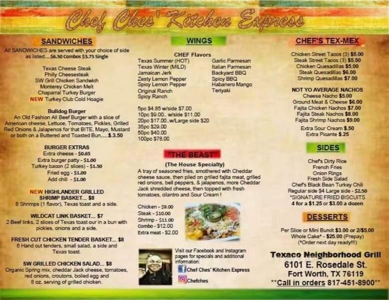 Chef Ches' Kitchen Express - Fort Worth, TX menu_pic