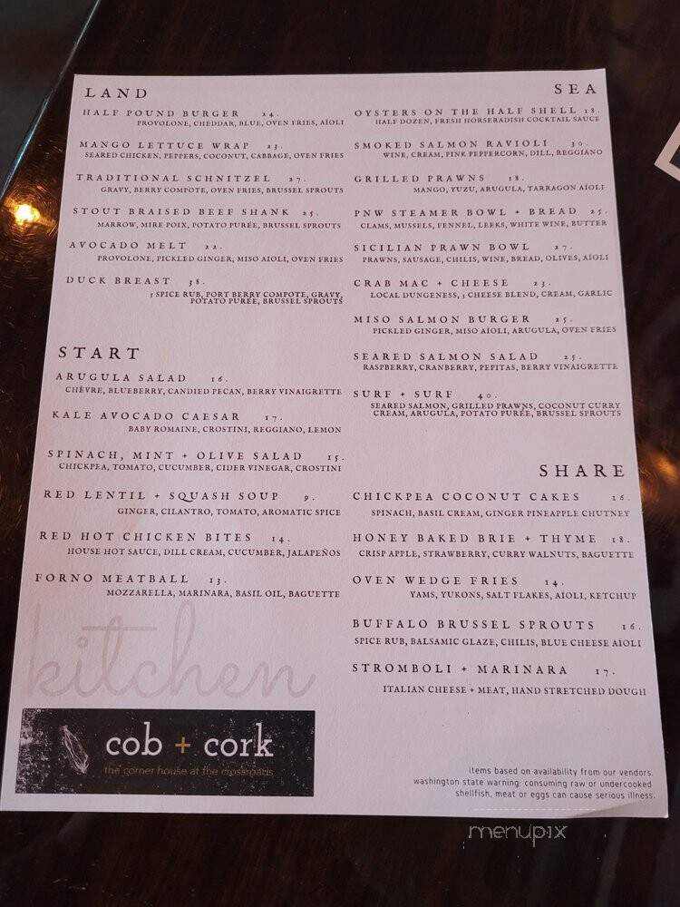 Cob + Cork - Bow, WA menu_pic