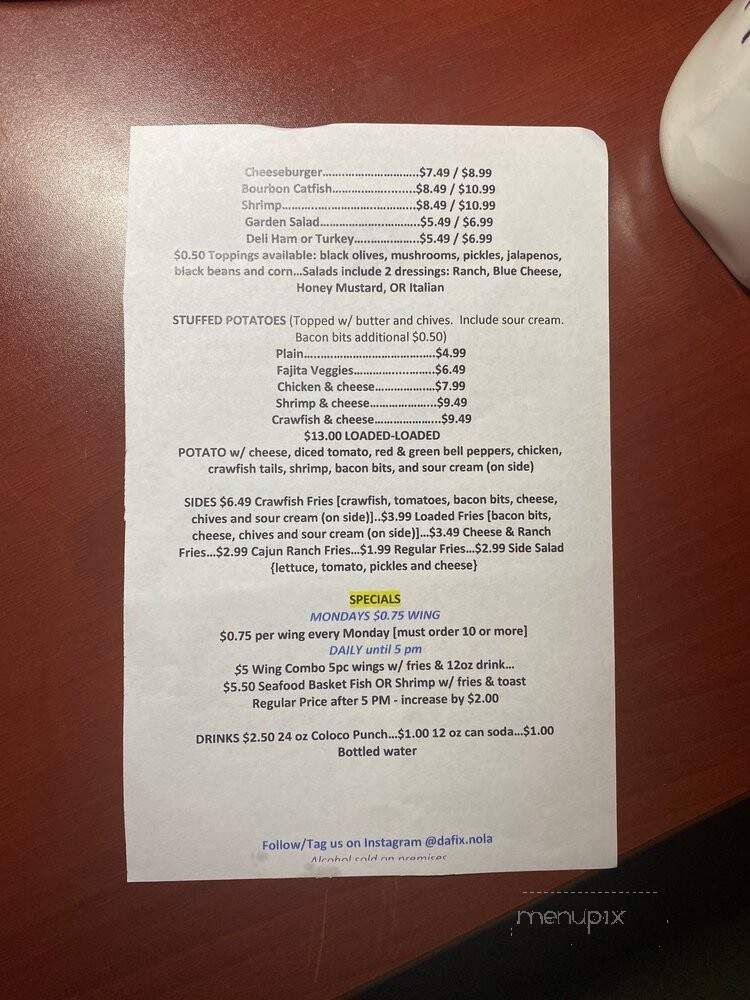 Da Fix - New Orleans, LA menu_pic