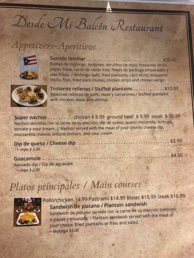 Desde Mi Balcon Latin American Restaurant - Red Springs, NC menu_pic