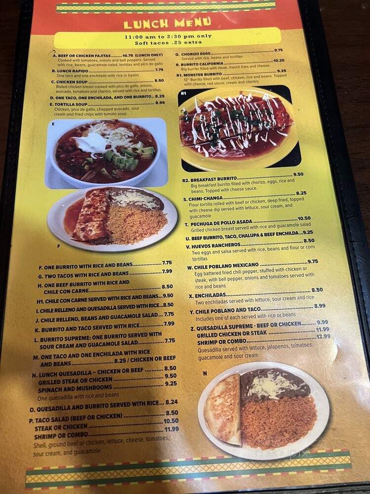 El Ranchero - Auburn, AL menu_pic