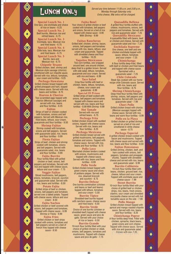 El Torito Mexican Grill - Paducah, KY menu_pic