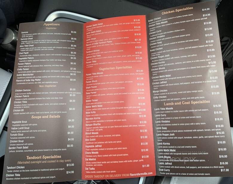 Flavors of india - Farmville, VA menu_pic