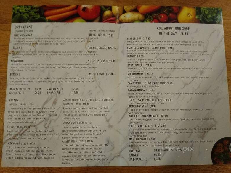 Greens & Beans - Ottawa, ON menu_pic