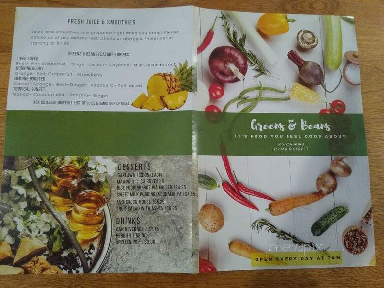Greens & Beans - Ottawa, ON menu_pic
