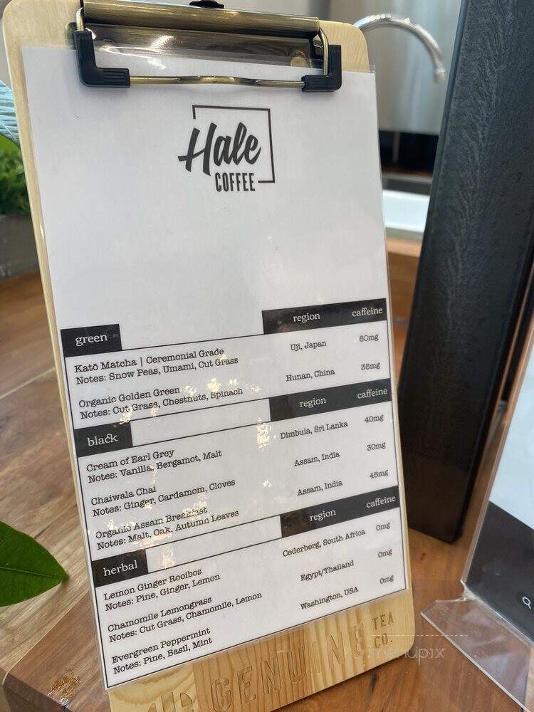Hale Coffee - Toronto, ON menu_pic