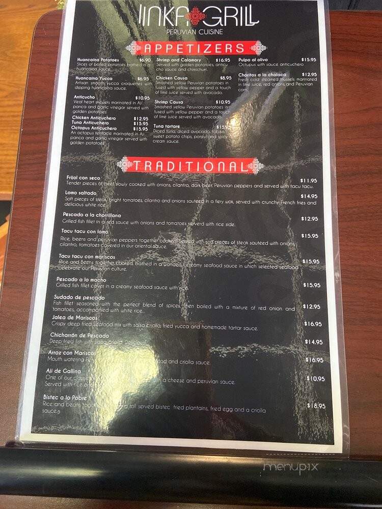 Inka Peruvian Grill - Charlottesville, VA menu_pic