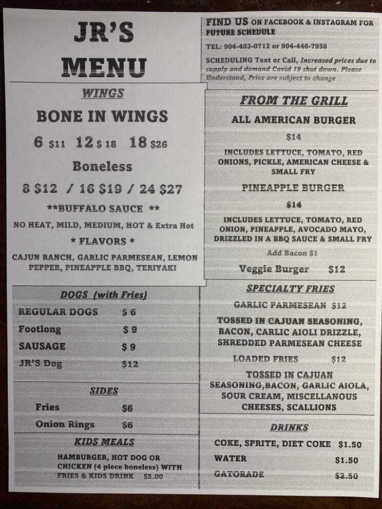JR's Wings & More - Jacksonville, FL menu_pic