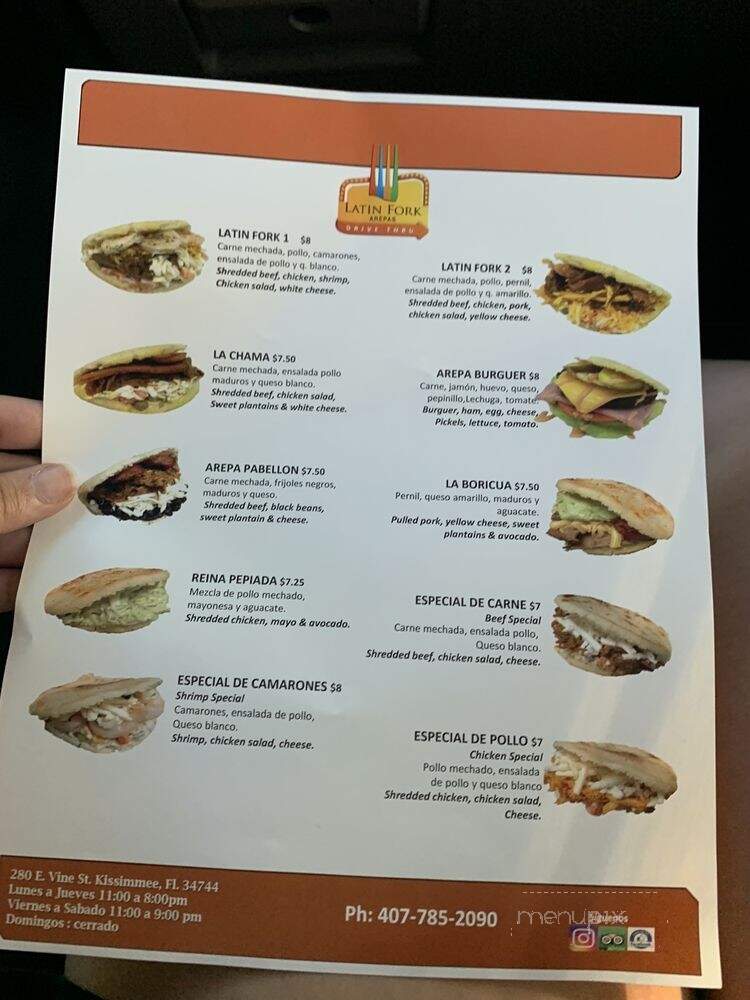 Latin Fork Arepa Drive Thru - Kissimmee, FL menu_pic