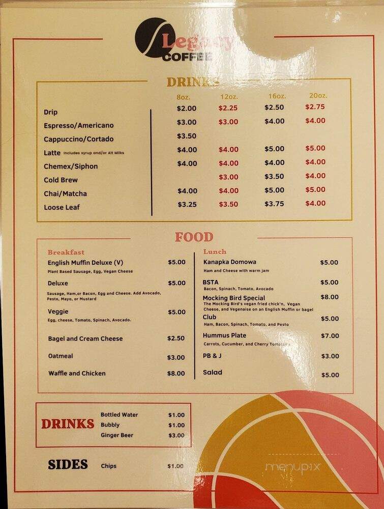 Legacy Coffee Company - Gresham, OR menu_pic
