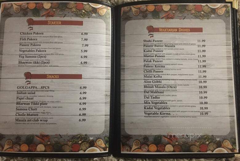 Masala Art Indian Restaurant - Abbotsford, BC menu_pic