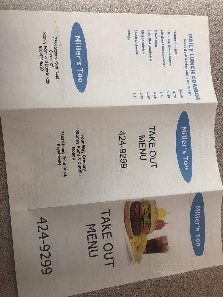 Miller's Too - Fayetteville, NC menu_pic