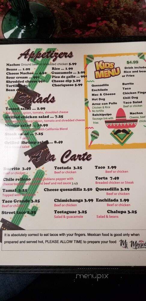 Mi Mexico - Logansport, IN menu_pic