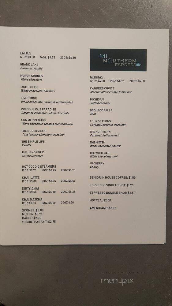 Mi Northern Espresso - Rogers City, MI menu_pic