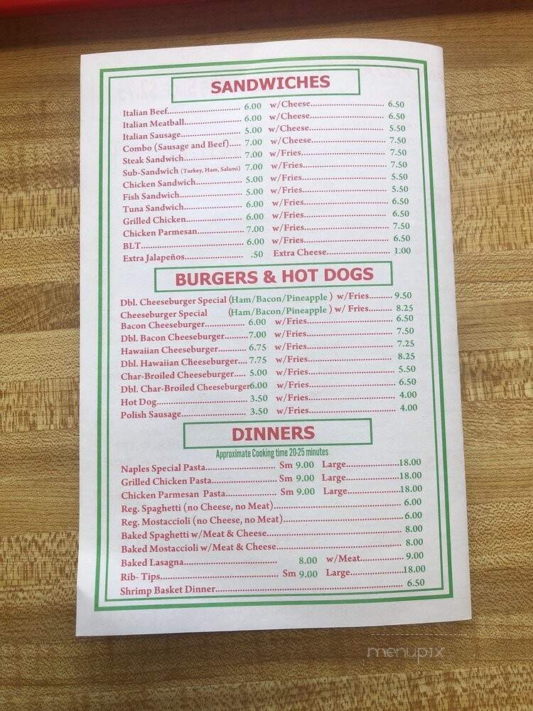 Naple's Pizza - Chicago, IL menu_pic