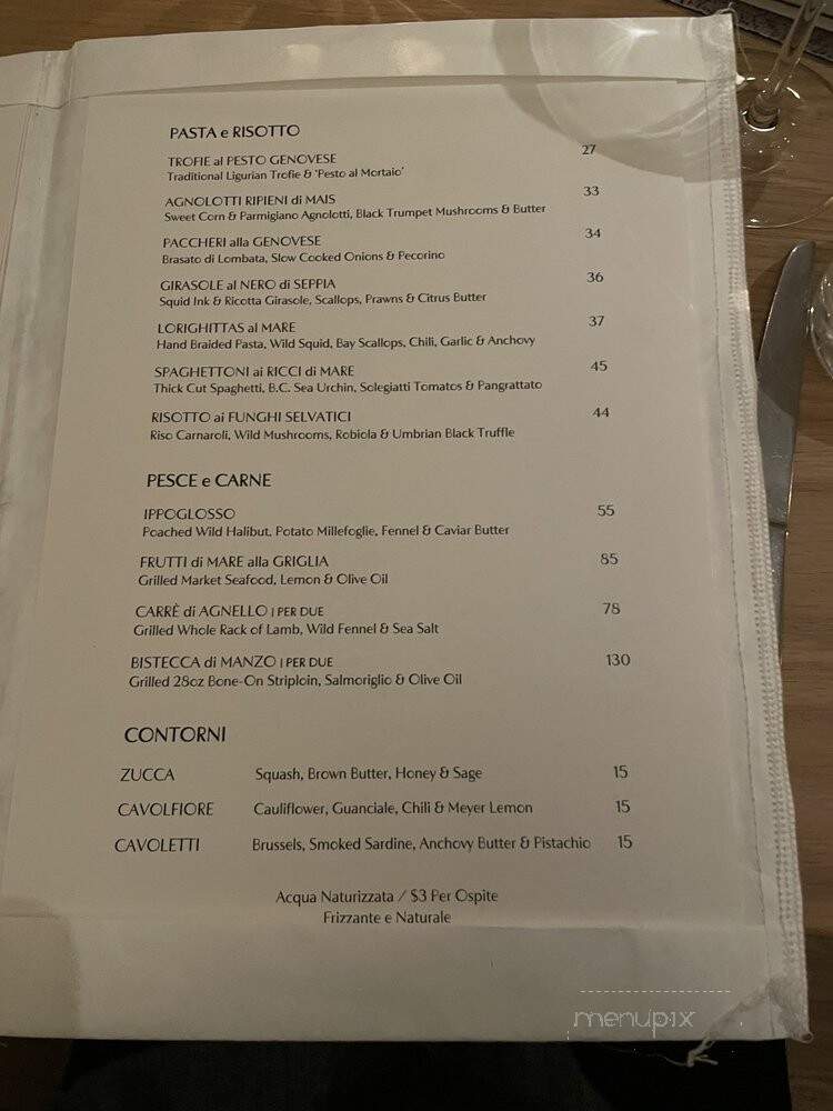 Osteria Giulia - Toronto, ON menu_pic