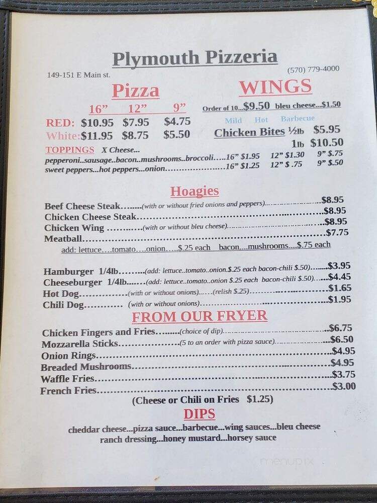 Plymouth Pizzeria - Plymouth, PA menu_pic