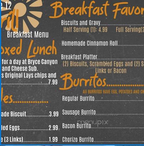 Route 12 Grill - Tropic, UT menu_pic