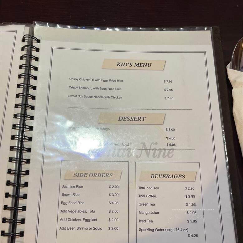 Thai Nine - Jacksonville, FL menu_pic