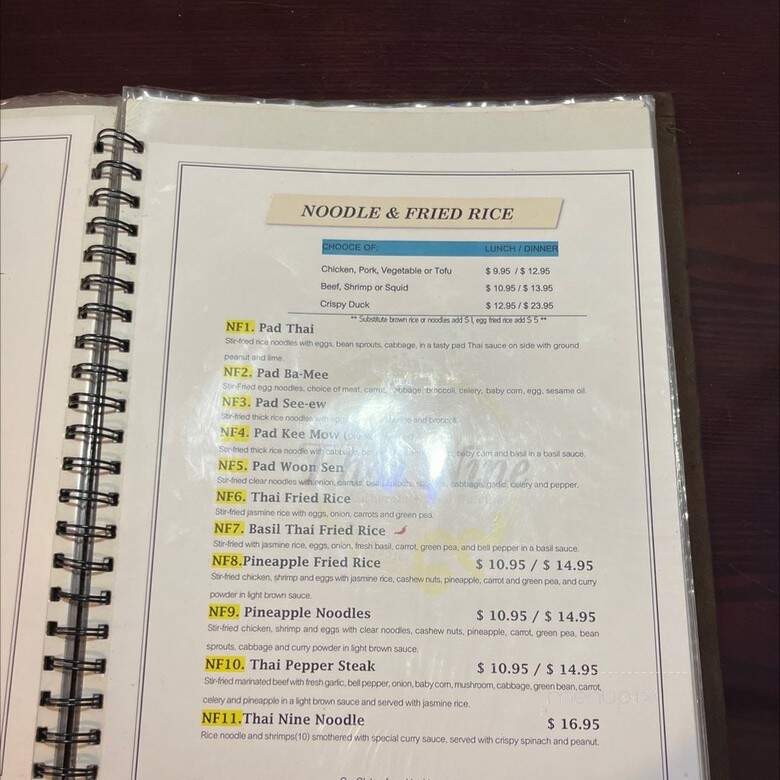 Thai Nine - Jacksonville, FL menu_pic