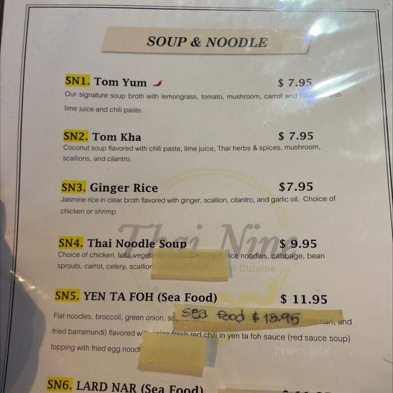 Thai Nine - Jacksonville, FL menu_pic