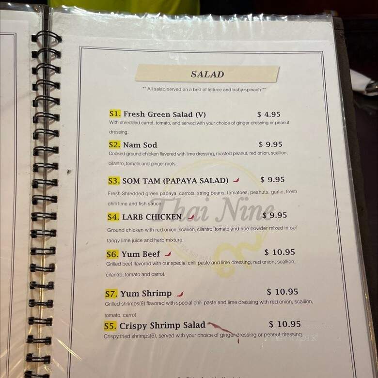 Thai Nine - Jacksonville, FL menu_pic