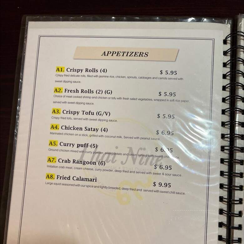Thai Nine - Jacksonville, FL menu_pic