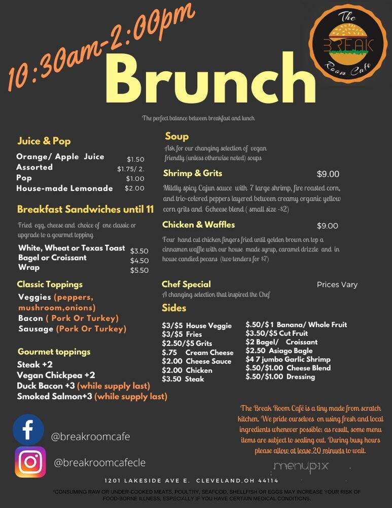 The Break Room Cafe - Cleveland, OH menu_pic