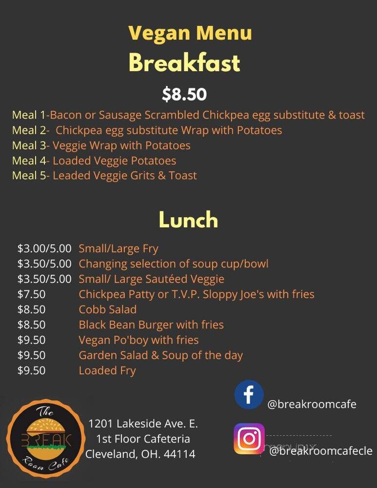 The Break Room Cafe - Cleveland, OH menu_pic