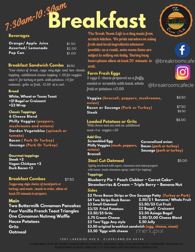 The Break Room Cafe - Cleveland, OH menu_pic
