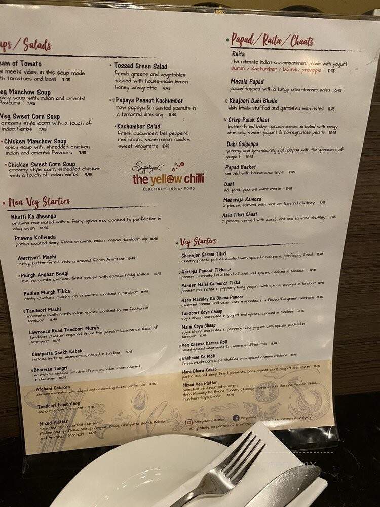 The Yellow Chilli - Delta, BC menu_pic