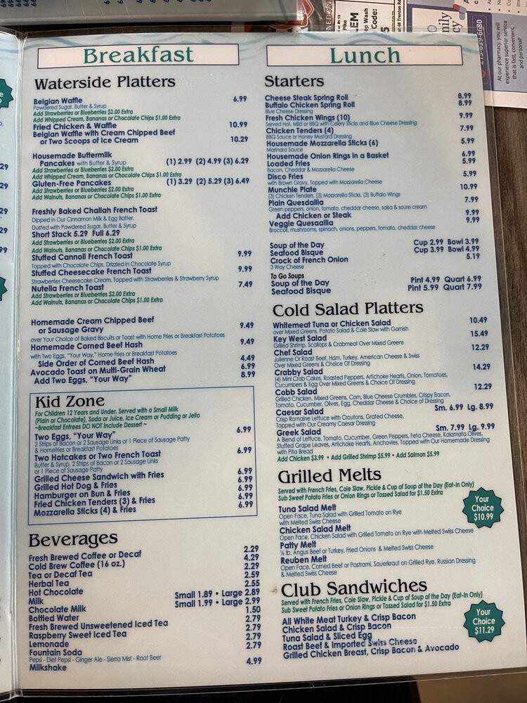 Waterside Cafe & Diner - Bensalem, PA menu_pic
