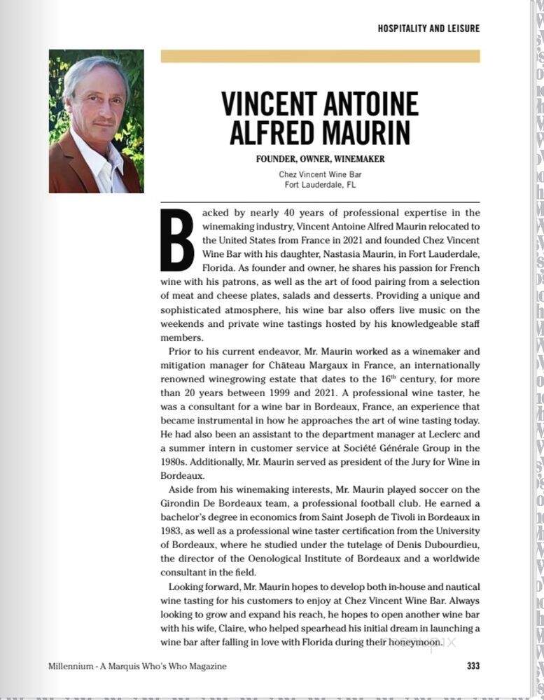 Chez Vincent Wine Bar - Fort Lauderdale, FL