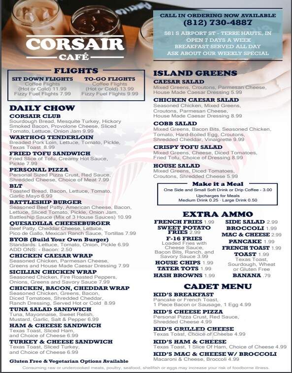 Corsair Cafe - Terre Haute, IN menu_pic