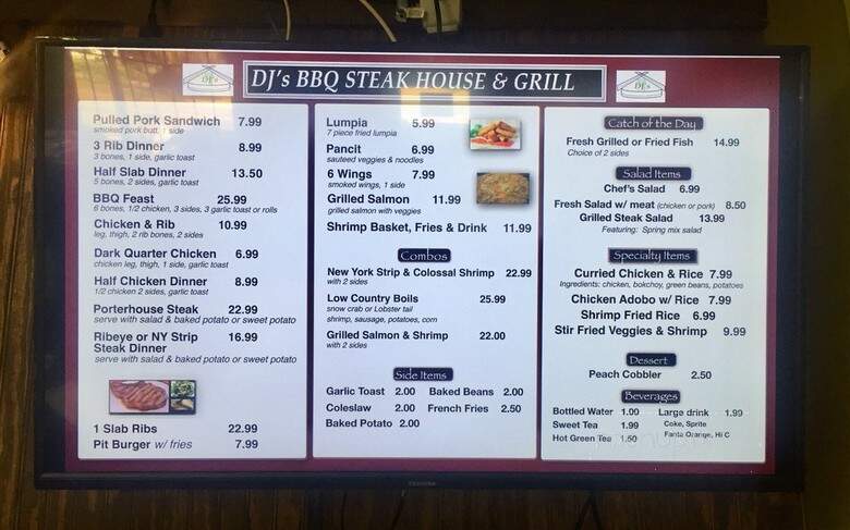 DJ's BBQ Steak House & Grill - Jacksonville, FL menu_pic