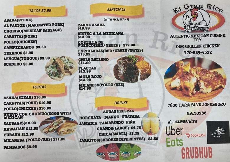 El Gran Rico Pollaso - Jonesboro, GA menu_pic