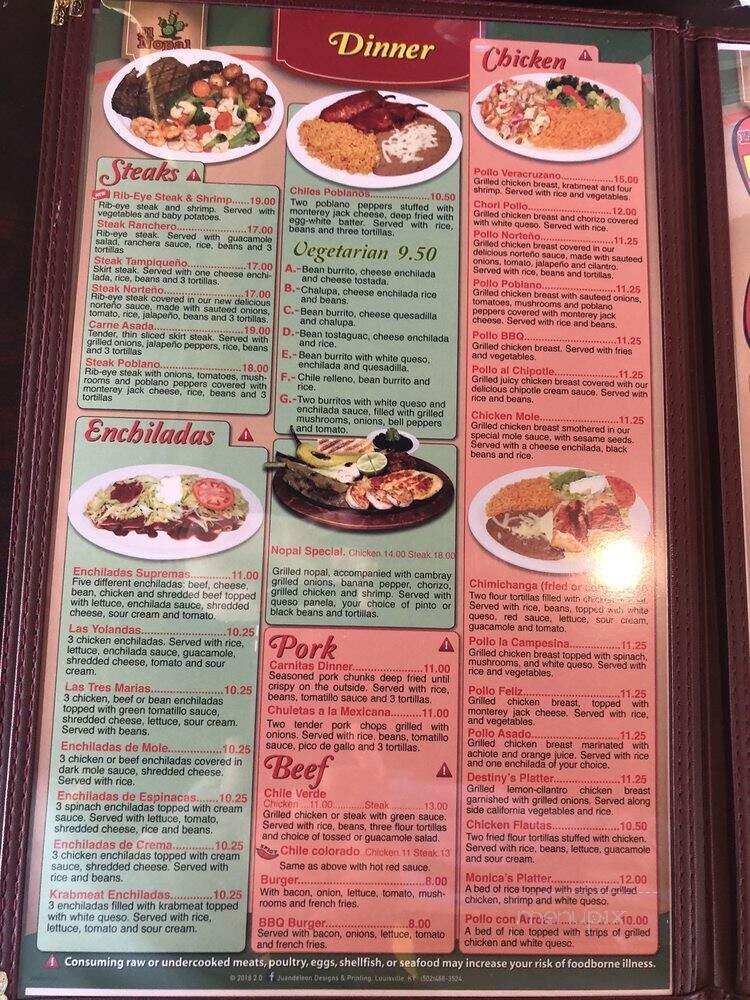 El Nopal - Jeffersonville, IN menu_pic