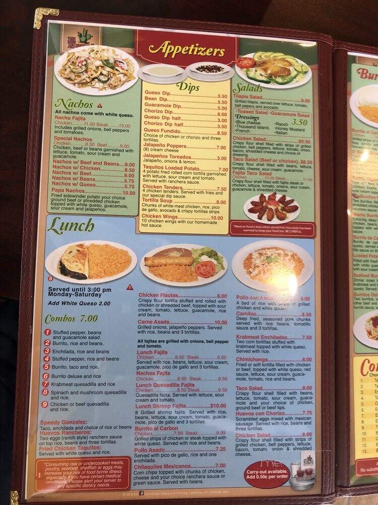 El Nopal - Jeffersonville, IN menu_pic