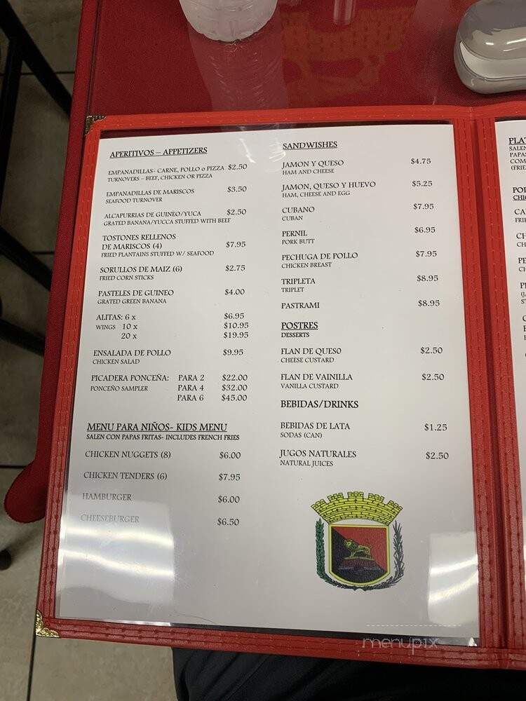 El Ponceno - Kissimmee, FL menu_pic